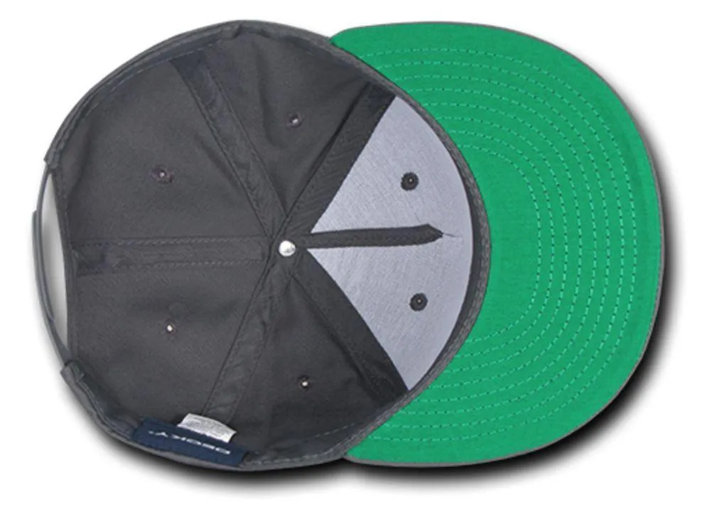 1 Dozen Flat Bill Hats Caps 5 Panel Snapback Cotton Green Undervisor Wholesale