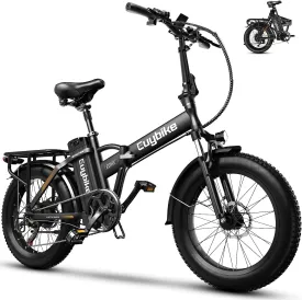 1000W Folding Electric Bike,48V 20AH Removable Battery E Bike,30 MPH,80 Miles Max Range Electric Bike for Adults,20" Fat Tire Foldable ebike,Adult Electric Bicycle for Commute Beach Snow