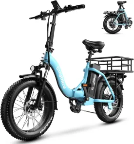 1000W Folding Electric Bike,48V 20AH Removable Battery E Bike,30 MPH,80 Miles Max Range Electric Bike for Adults,20" Fat Tire Foldable ebike,Adult Electric Bicycle for Commute Beach Snow