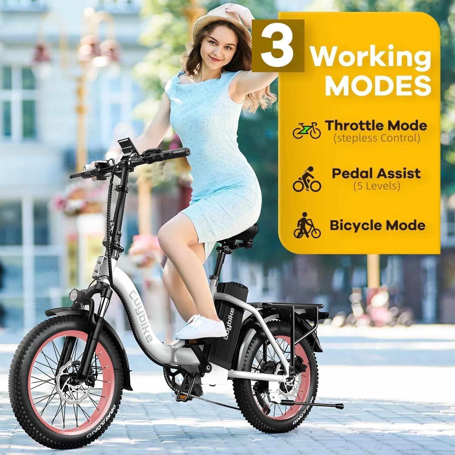1000W Folding Electric Bike,48V 20AH Removable Battery E Bike,30 MPH,80 Miles Max Range Electric Bike for Adults,20" Fat Tire Foldable ebike,Adult Electric Bicycle for Commute Beach Snow