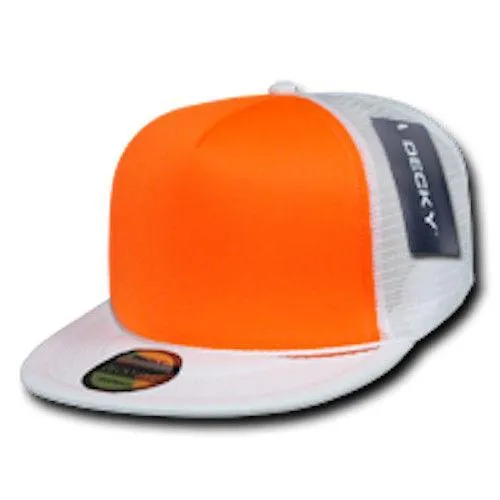 15 Lot Decky Foam Mesh Flat Bill Neon Trucker Hats Caps Two Tone Wholesale Lot
