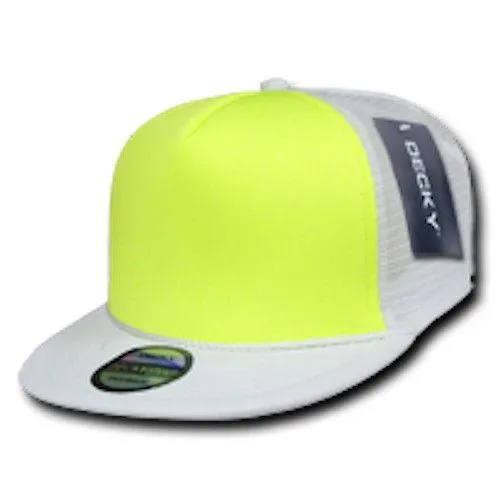 15 Lot Decky Foam Mesh Flat Bill Neon Trucker Hats Caps Two Tone Wholesale Lot