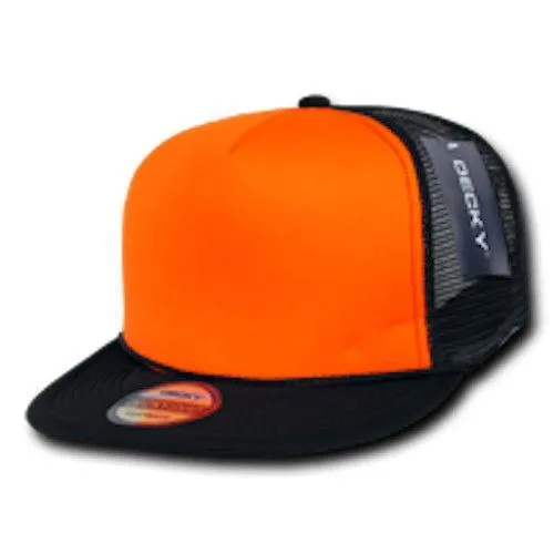 15 Lot Decky Foam Mesh Flat Bill Neon Trucker Hats Caps Two Tone Wholesale Lot