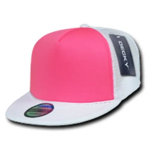 15 Lot Decky Foam Mesh Flat Bill Neon Trucker Hats Caps Two Tone Wholesale Lot