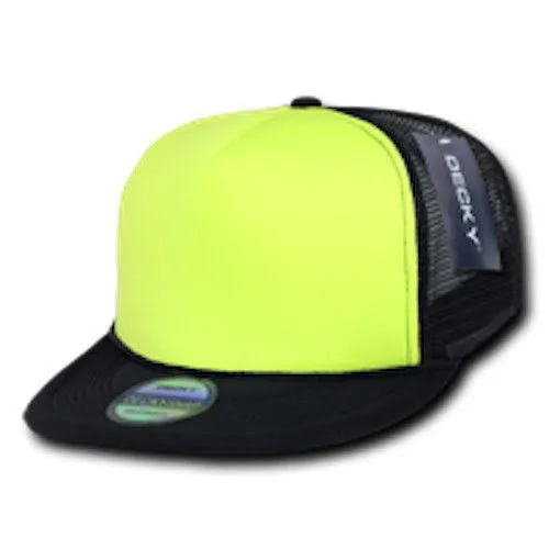 15 Lot Decky Foam Mesh Flat Bill Neon Trucker Hats Caps Two Tone Wholesale Lot