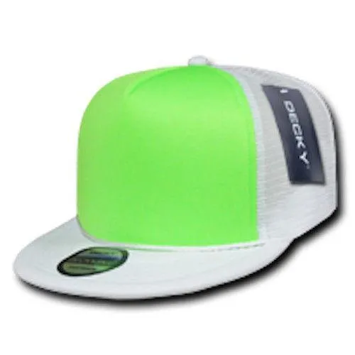 15 Lot Decky Foam Mesh Flat Bill Neon Trucker Hats Caps Two Tone Wholesale Lot