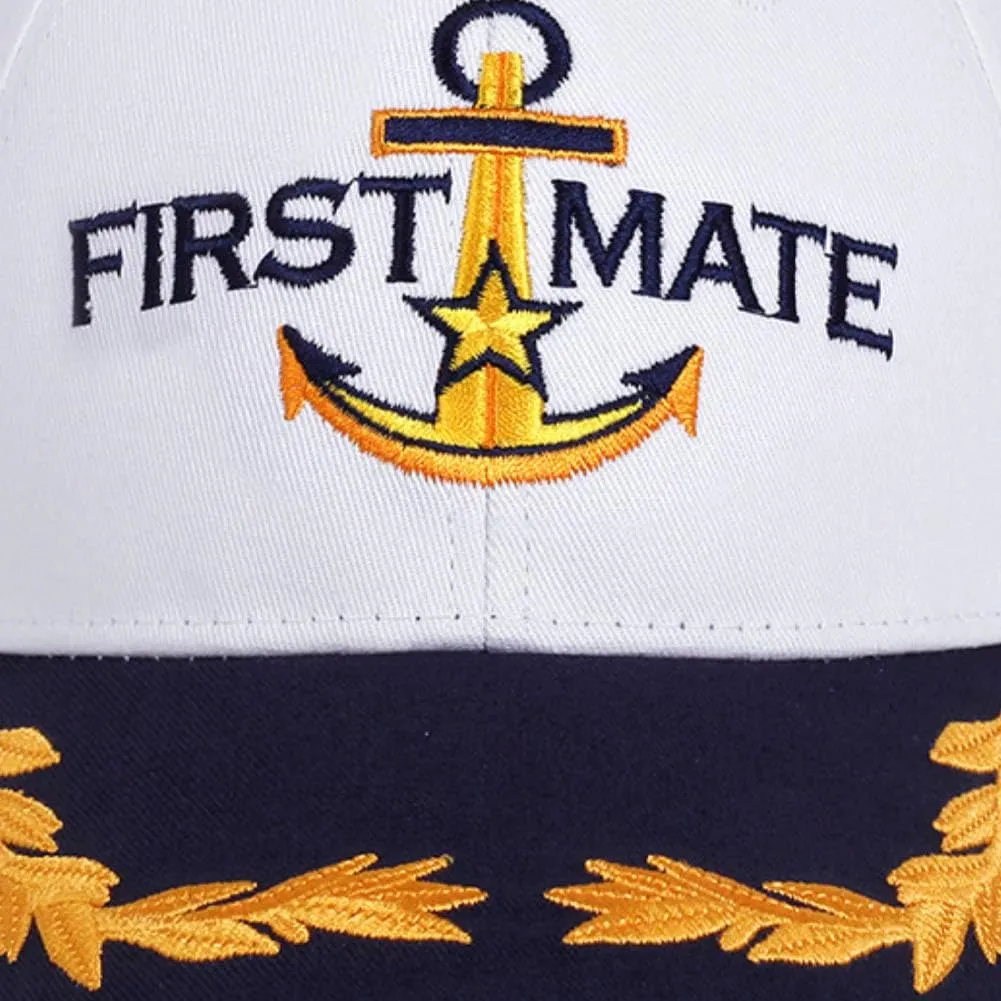 2 Pcs Captain Hat and First Mate Hat Set Matching Skipper Boating Baseball Caps Nautical Marine Sailor Embroidered Hat