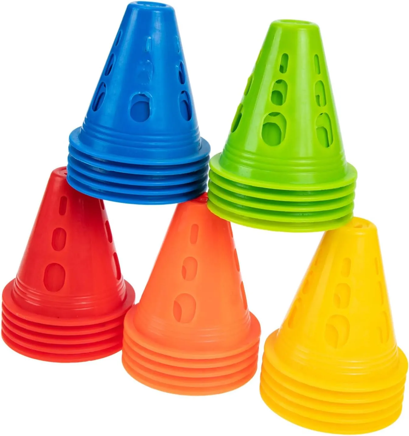 25pcs Outdoor Roller Skating Marker Cones Lightweight Plastic Training Obstacles for Agility Improvement Easy to Carry for Sports Drills and Practice