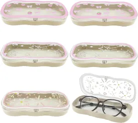 6 Pcs Glasses Case Hard Shell Clear Protective Eyeglasses Box, Magnetic Closure Kawaii Glasses Box, Pink Cute Durable Eyeglasses Case with Starwberry, Star and Fireworks for Women Girls