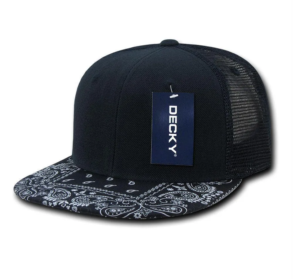 75 Lot Decky 6 Panel Flat Bill Bandana Trucker Hats Caps Wholesale Lots