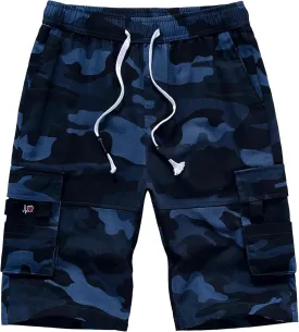 APTRO Men's Cargo Shorts Elastic Waistband Drawstring Summer Casual Cotton Big & Tall Relaxed Fit Work Shorts