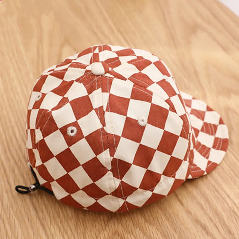 Baby Checkerboard Sun Peaked Cap