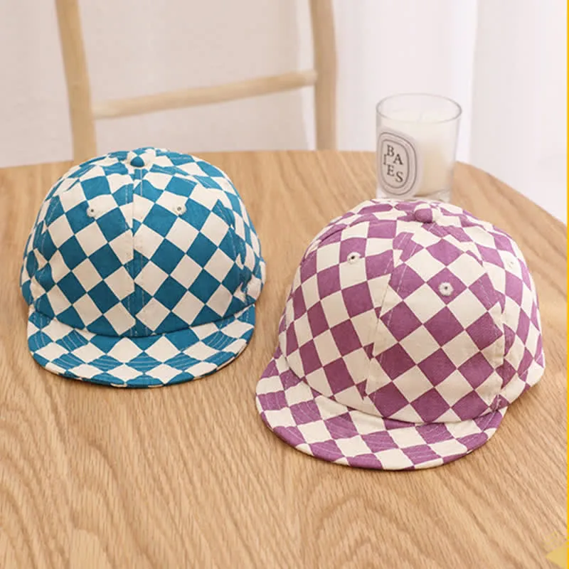 Baby Checkerboard Sun Peaked Cap