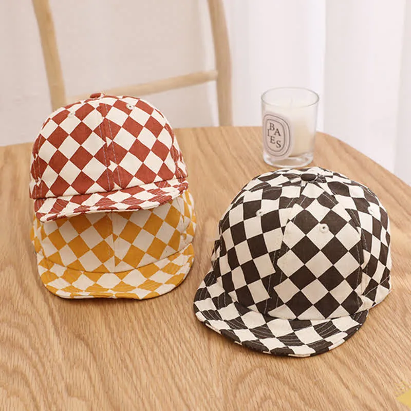 Baby Checkerboard Sun Peaked Cap