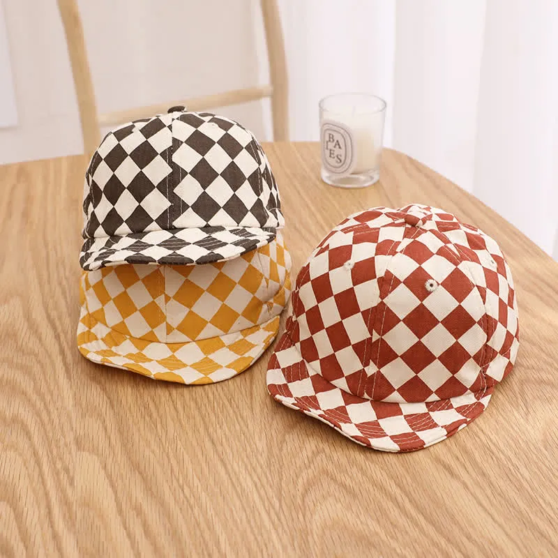 Baby Checkerboard Sun Peaked Cap