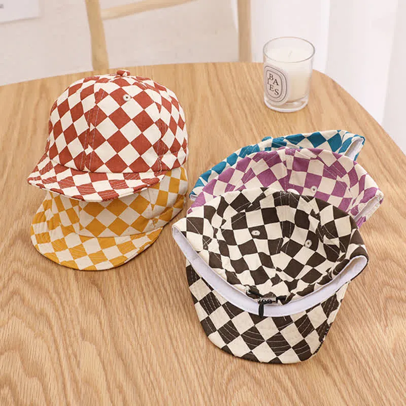 Baby Checkerboard Sun Peaked Cap