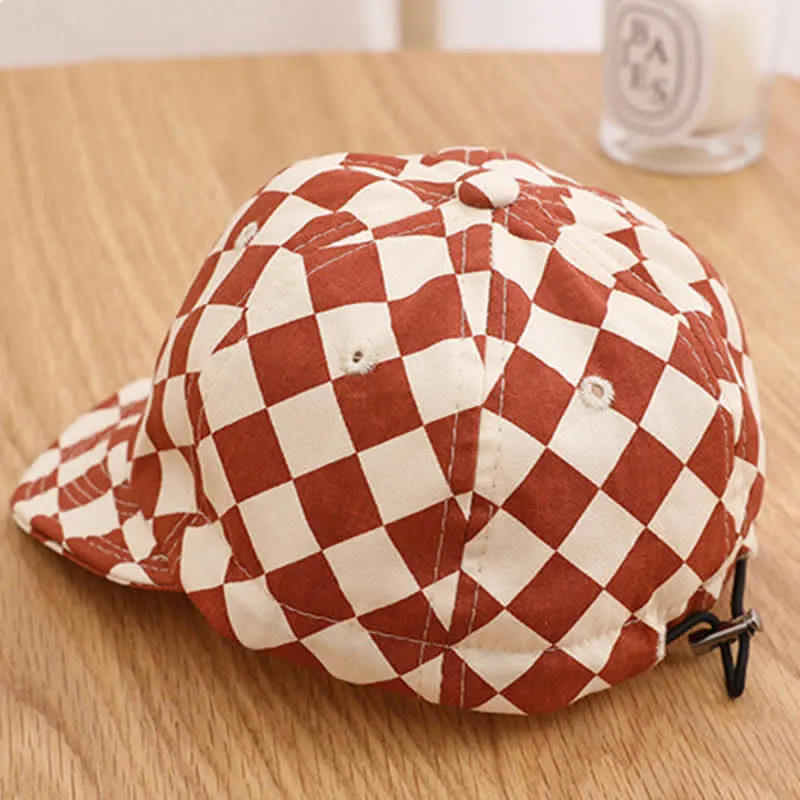 Baby Checkerboard Sun Peaked Cap
