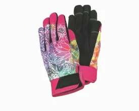 Batik Floral Work Gloves - Rainbow/Black