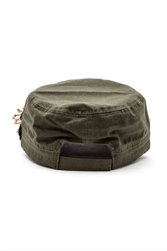Beaded 3D Flower Statement Cadet Cap