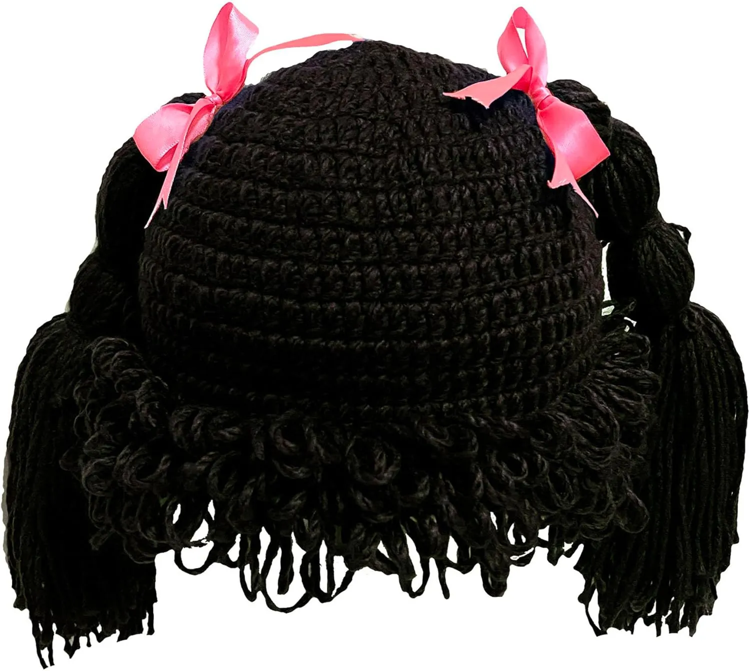 BIBITIME Knitted Pigtail Wig Beanie Handmade Women Girl's Braid Hat Bowknot Cap