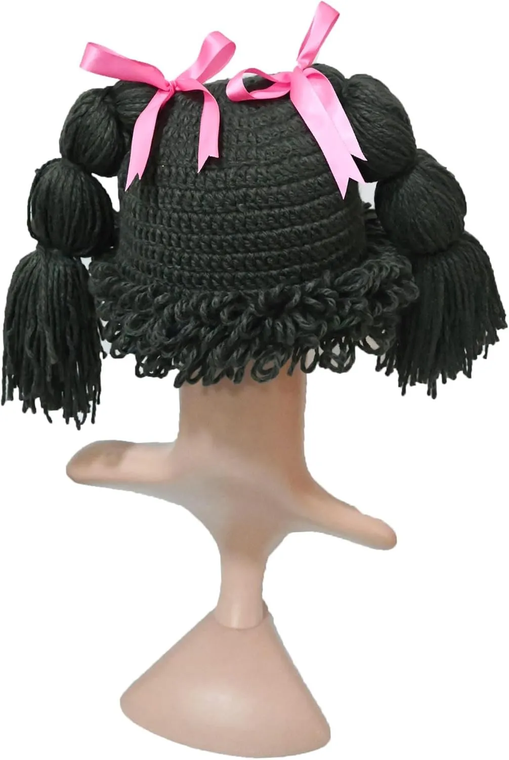 BIBITIME Knitted Pigtail Wig Beanie Handmade Women Girl's Braid Hat Bowknot Cap