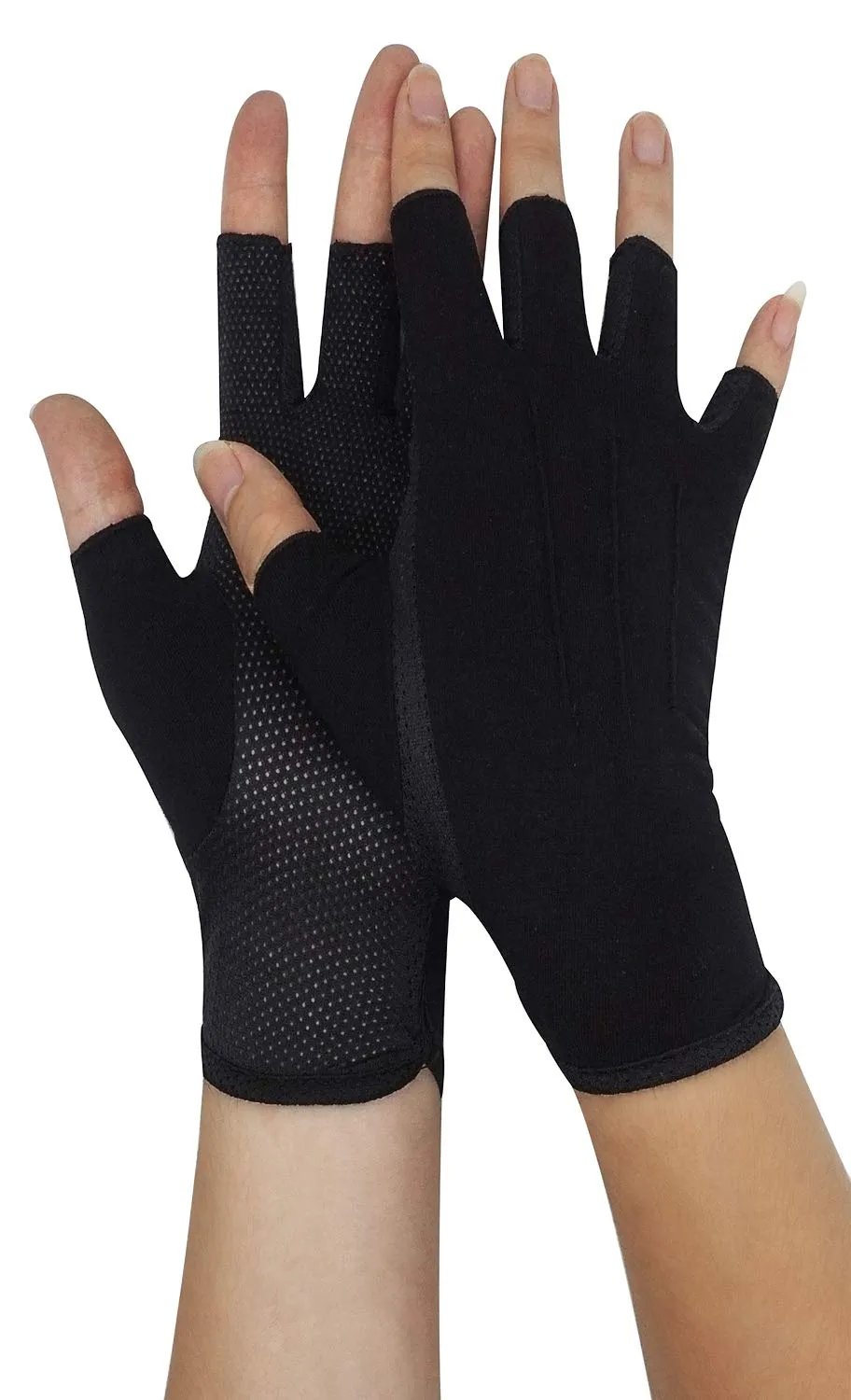 Bienvenu Mens Summer UV Protection Half Finger Outdoor Hiking Driving Cycling Riding Cotton Breathable Sunblock Gloves Black
