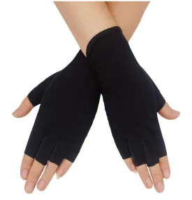 Bienvenu Mens Summer UV Protection Half Finger Outdoor Hiking Driving Cycling Riding Cotton Breathable Sunblock Gloves Black