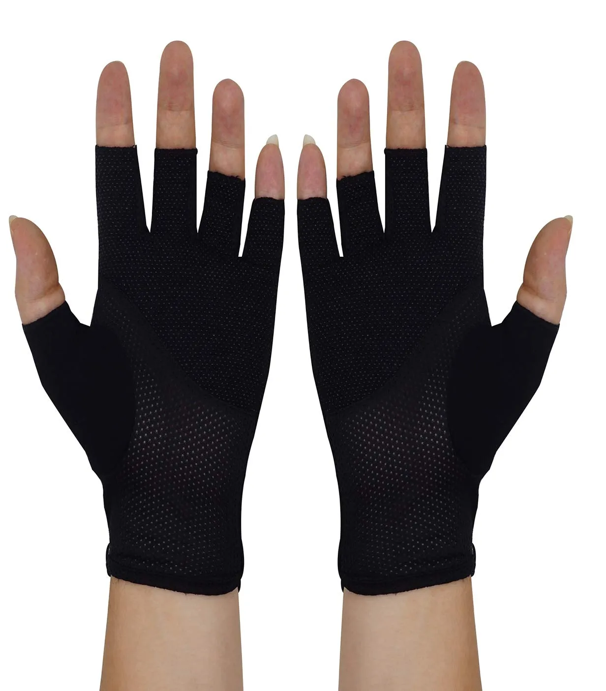 Bienvenu Mens Summer UV Protection Half Finger Outdoor Hiking Driving Cycling Riding Cotton Breathable Sunblock Gloves Black