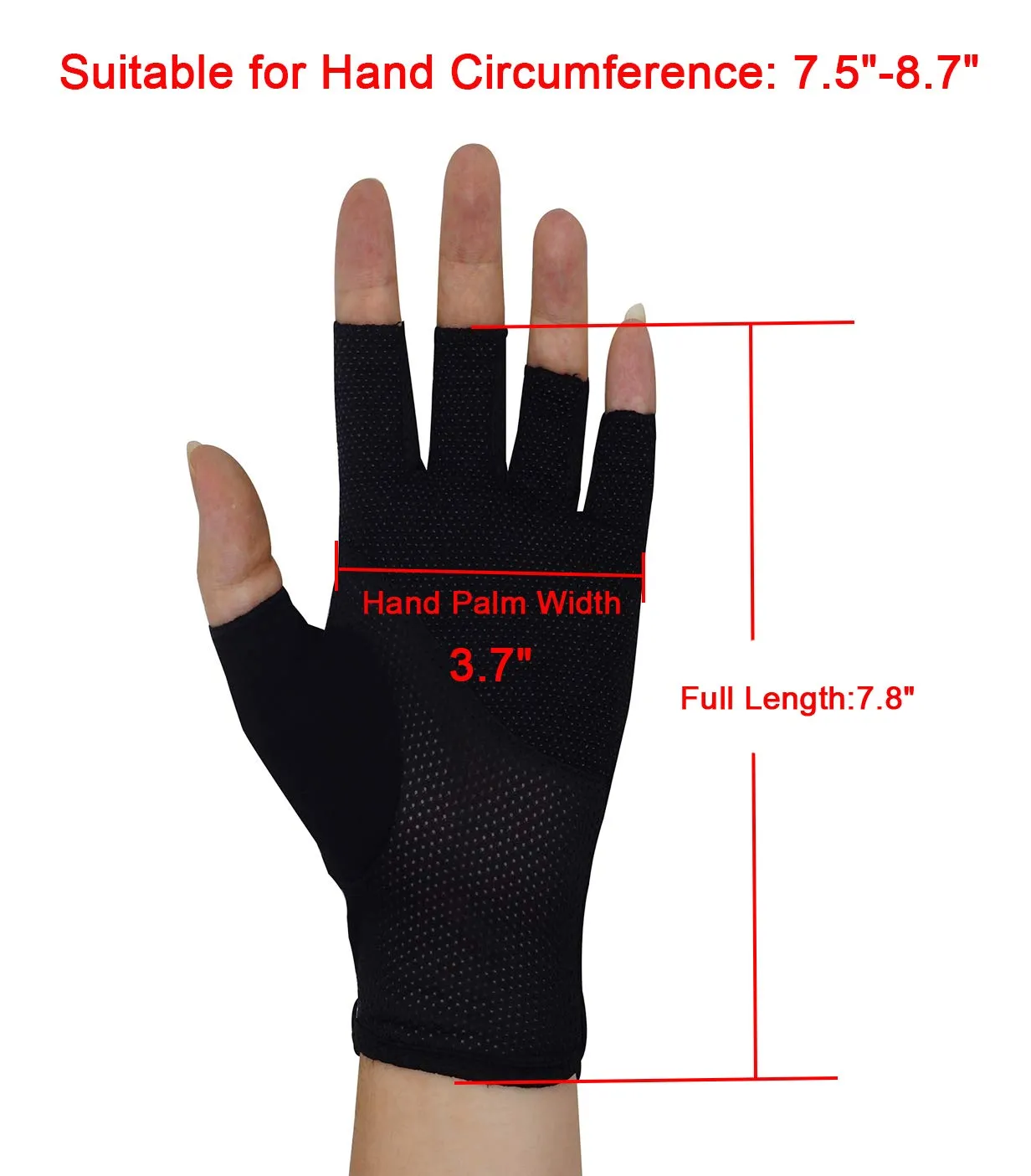Bienvenu Mens Summer UV Protection Half Finger Outdoor Hiking Driving Cycling Riding Cotton Breathable Sunblock Gloves Black