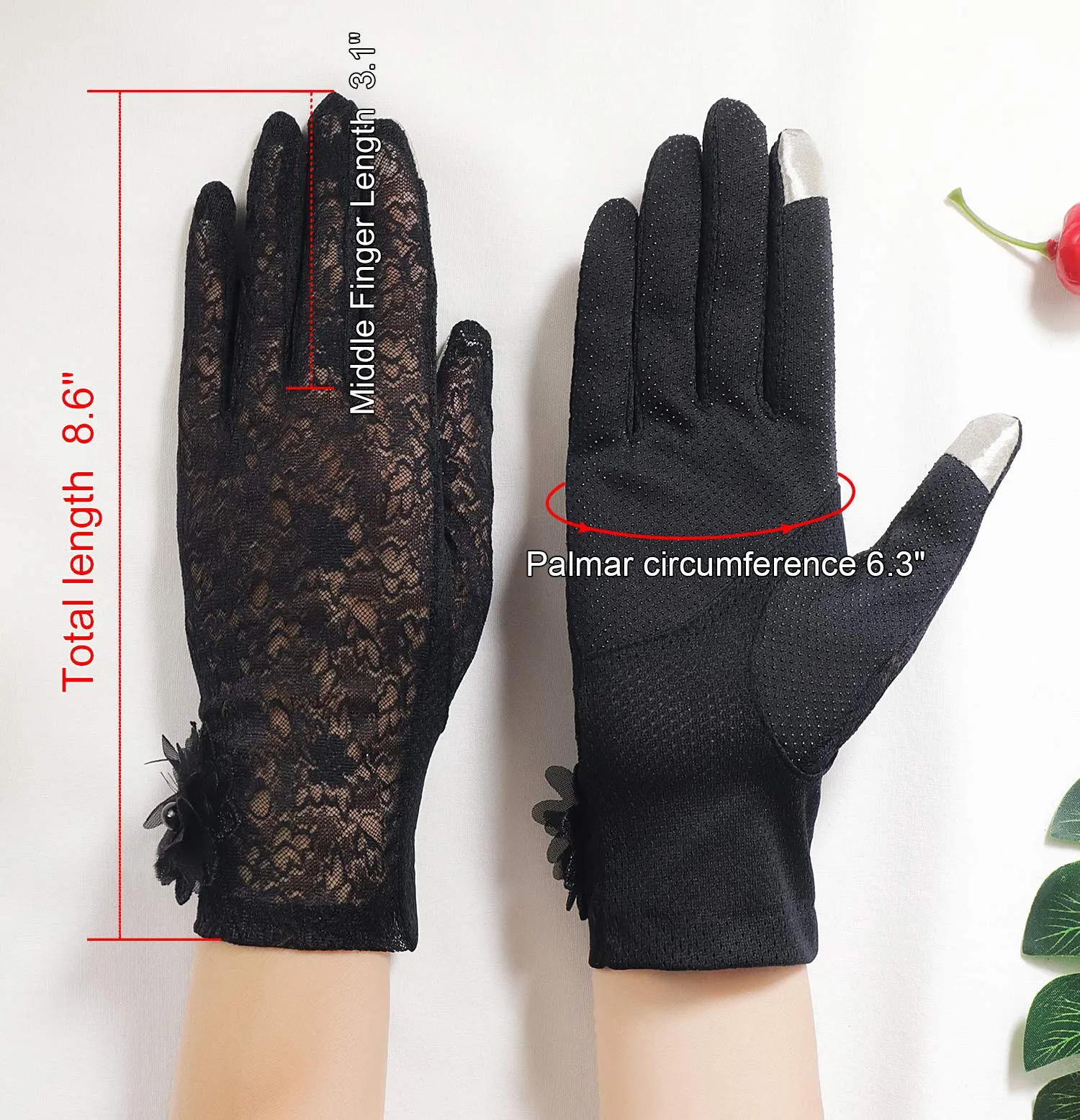 Bienvenu Summer Women Screentouch Gloves Sun Uv Protection Driving Gloves Anti-skid Black