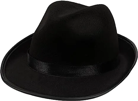 Black Gangster Hat, 3 Pcs - Adult