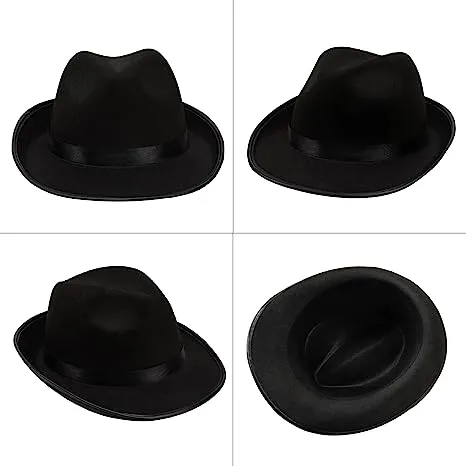 Black Gangster Hat, 3 Pcs - Adult