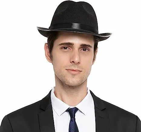Black Gangster Hat, 3 Pcs - Adult