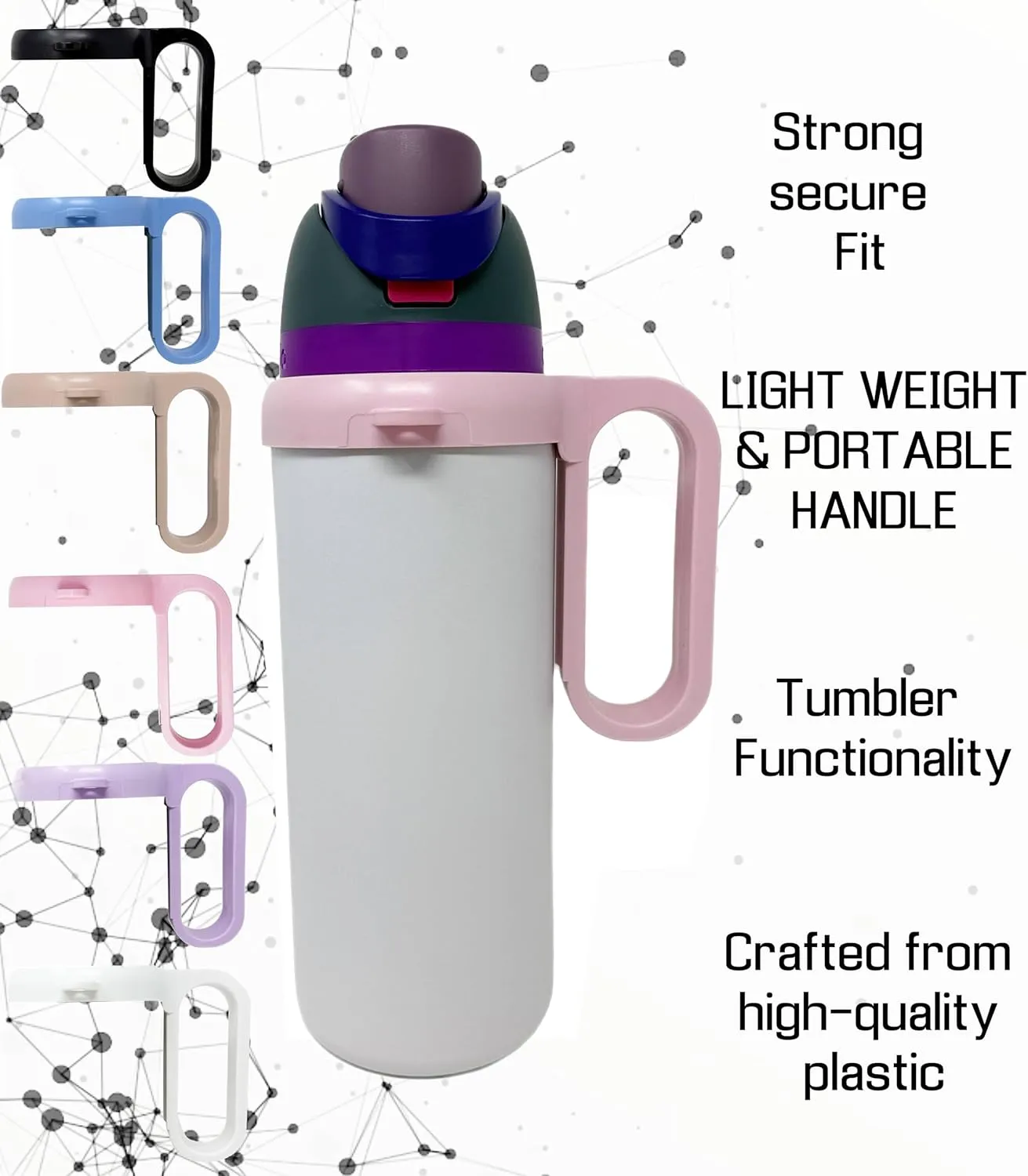 Bottle Handle for Owala FreeSip 24oz 32oz 40oz  Strong Plastic Water Bottle Holder, Durable Easy Carry Accessory for Running, Jogging, Gym, Hiking, and Drinking While Driving & More