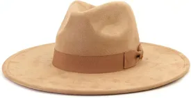 Bow Accessories Suede Top Hat Women Men Big Flat Brim Jazz Fedora Hats
