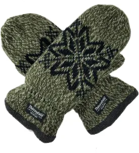 BRUCERIVER Mens Snowflake Knit Mittens with Warm Thinsulate Fleece Lining