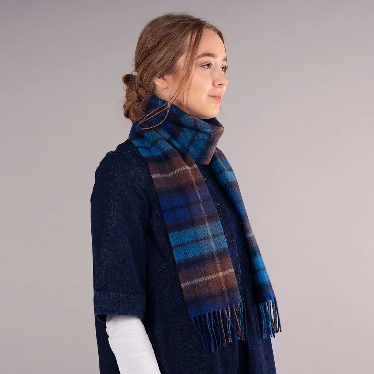 Buchanan Blue Tartan Brushed Lambswool Scarf