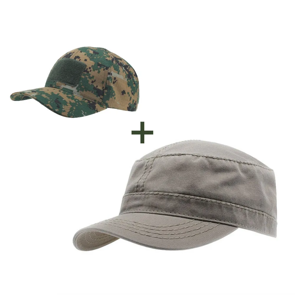 Buy 1 Get 1 Free - Heavy Stitch Washed Cadet Cotton Radar Cap   Rip Stop Tactical Cap