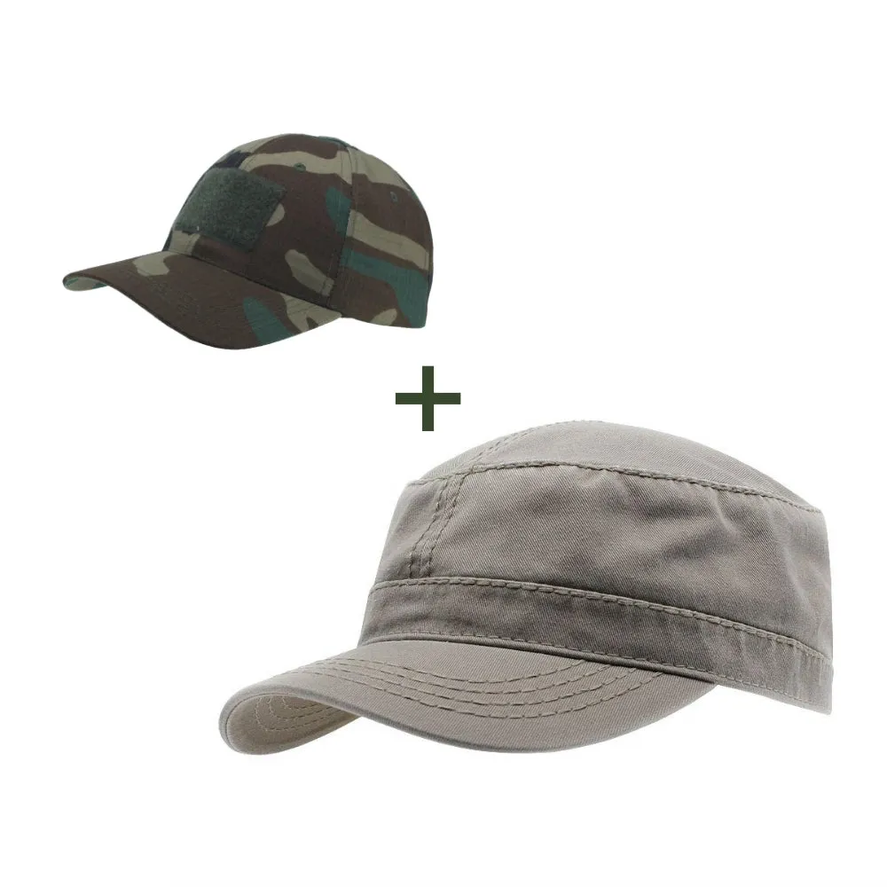 Buy 1 Get 1 Free - Heavy Stitch Washed Cadet Cotton Radar Cap   Rip Stop Tactical Cap