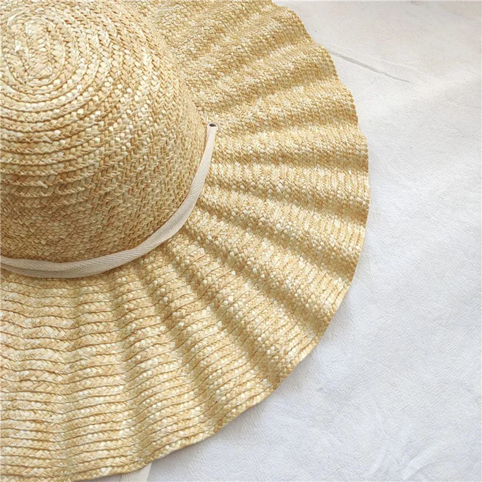 Calla Shell Shape Large Brim Ribbon Straw Hat