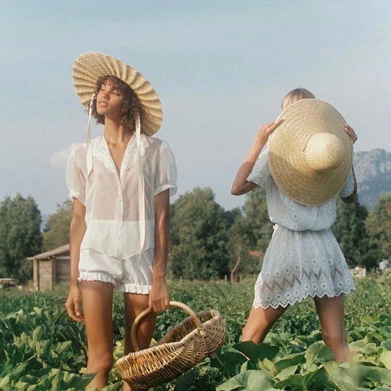 Calla Shell Shape Large Brim Ribbon Straw Hat