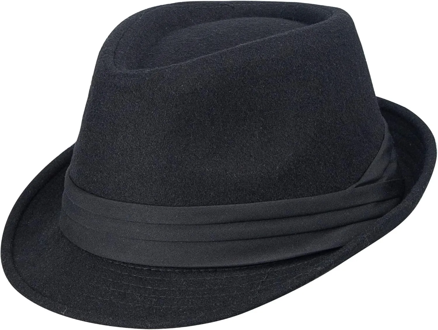 Classic Manhattan-Trilby-Fedora Mens Short Brim Structured-Gangster Felt Hat for Unisex (Size:7 1/4)