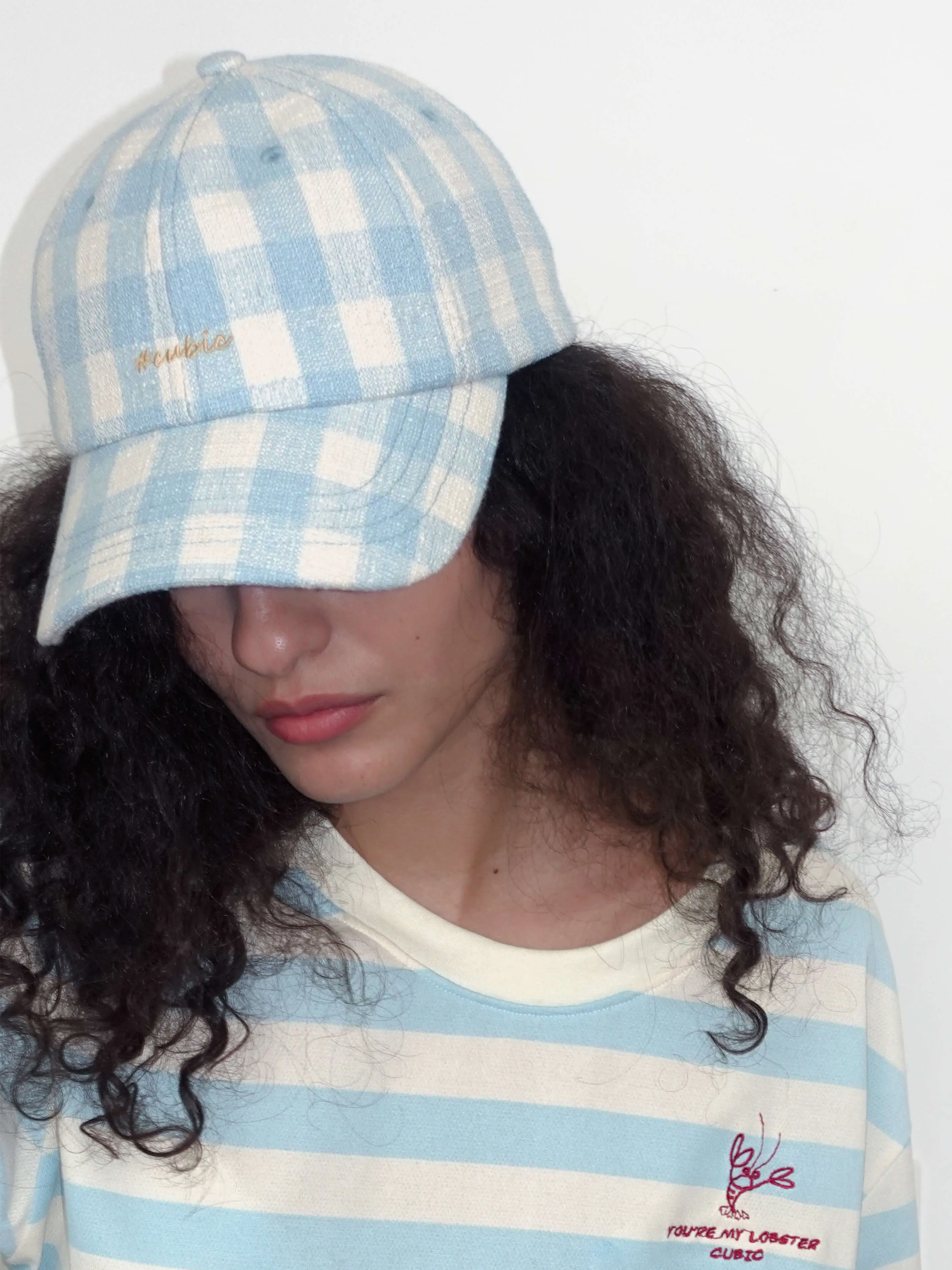 CUBIC Embroidered Plaid Pattern Cap