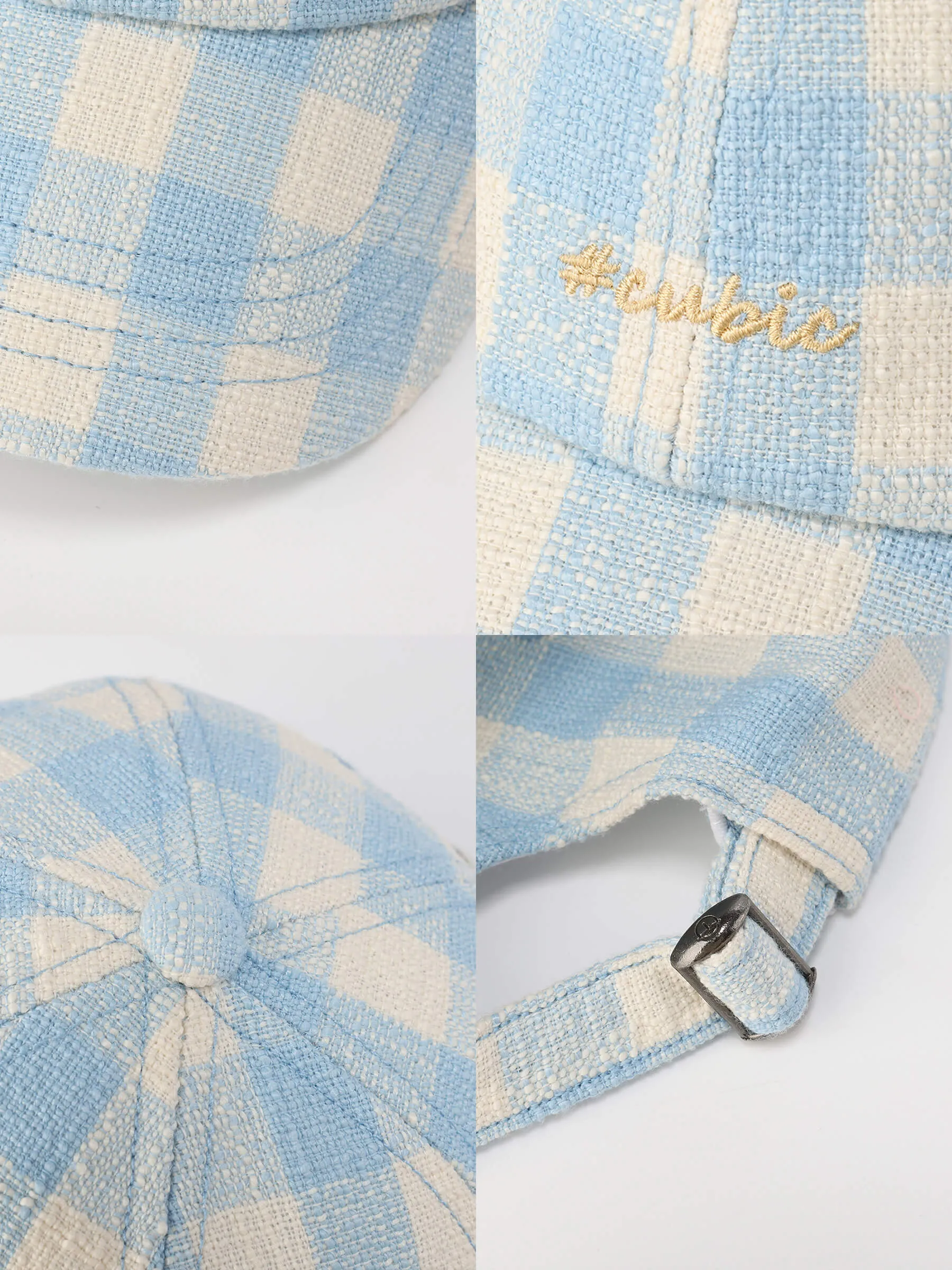 CUBIC Embroidered Plaid Pattern Cap
