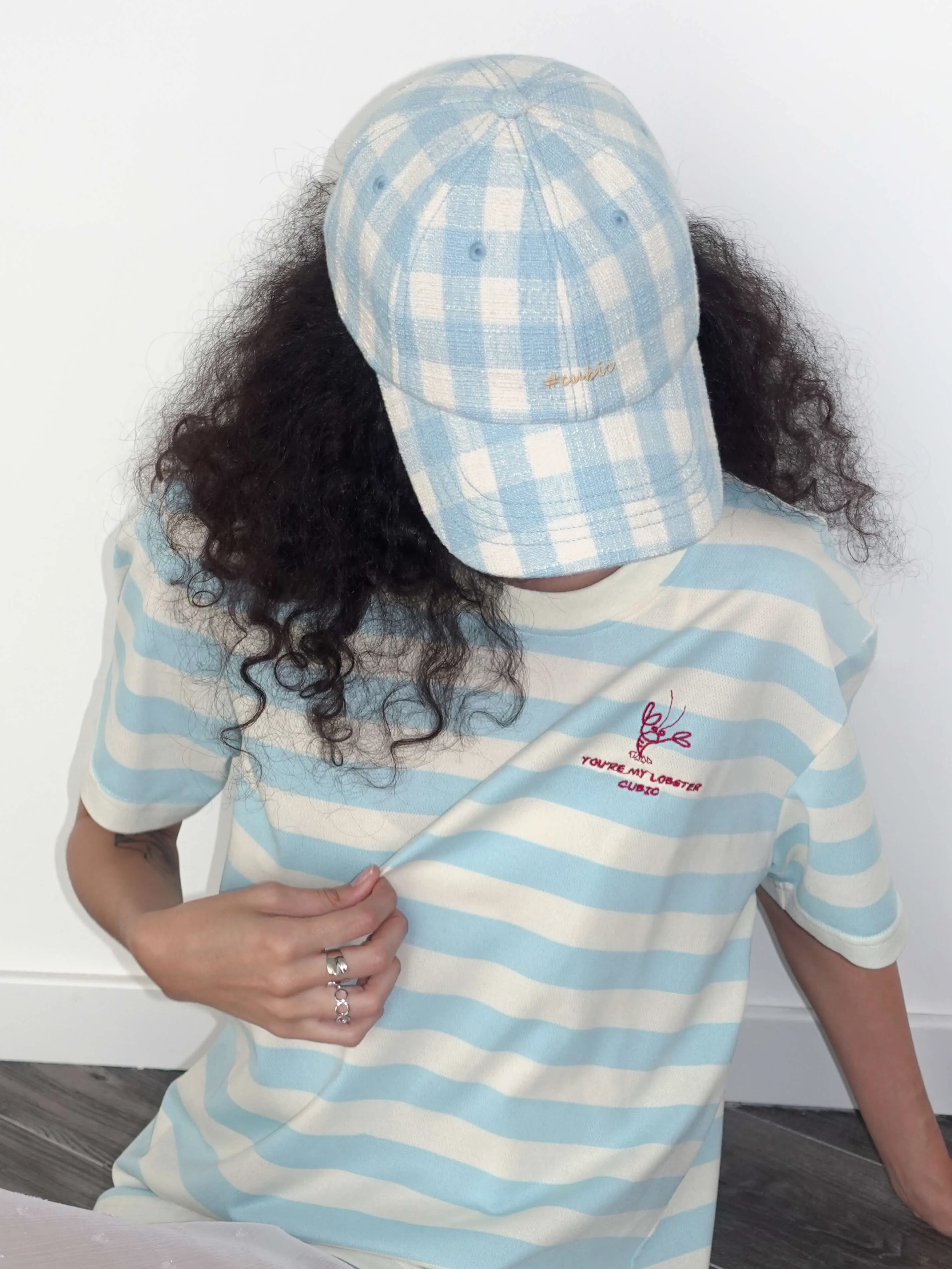 CUBIC Embroidered Plaid Pattern Cap