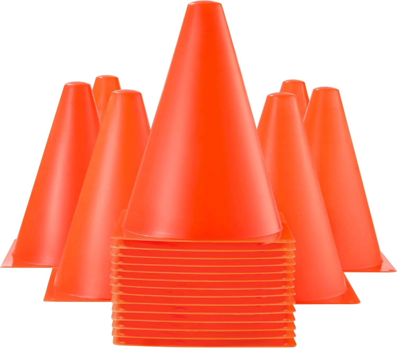 Dazzling Toys Mini Traffic Cones - 7" Mini Cones, Sports Safety Cones for Soccer Cones and Basketball Practice Equipment - Mini Orange Cones for Soccer Practice and Small Driving Practice Cones.