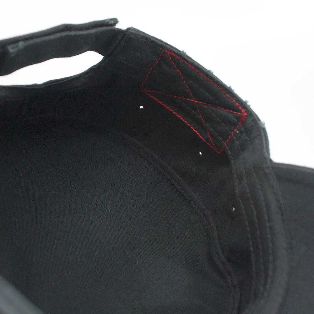 Distressed Red Stitch Low Profile Washed Cotton Adjustable Army Cadet Hat