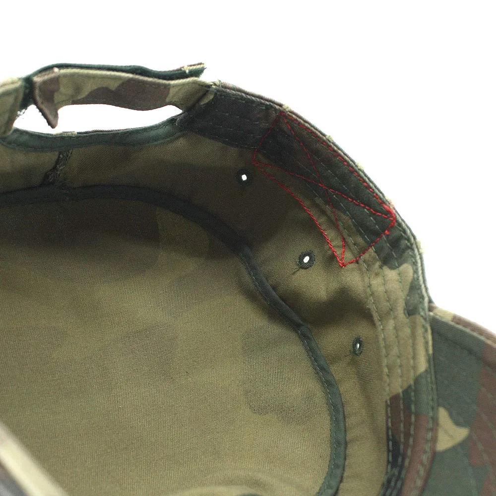 Distressed Red Stitch Low Profile Washed Cotton Adjustable Army Cadet Hat