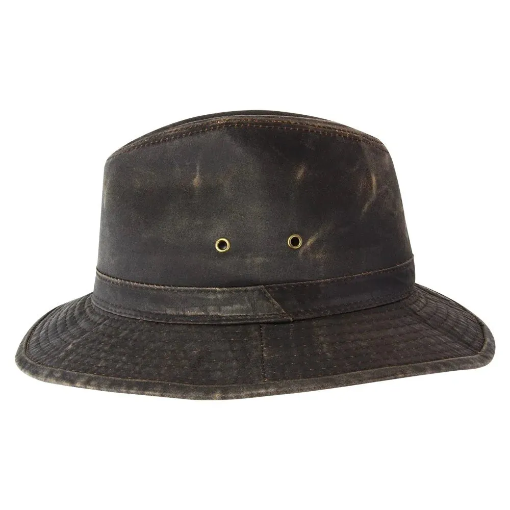 Distressed Safari Short Brim - Brown Cotton