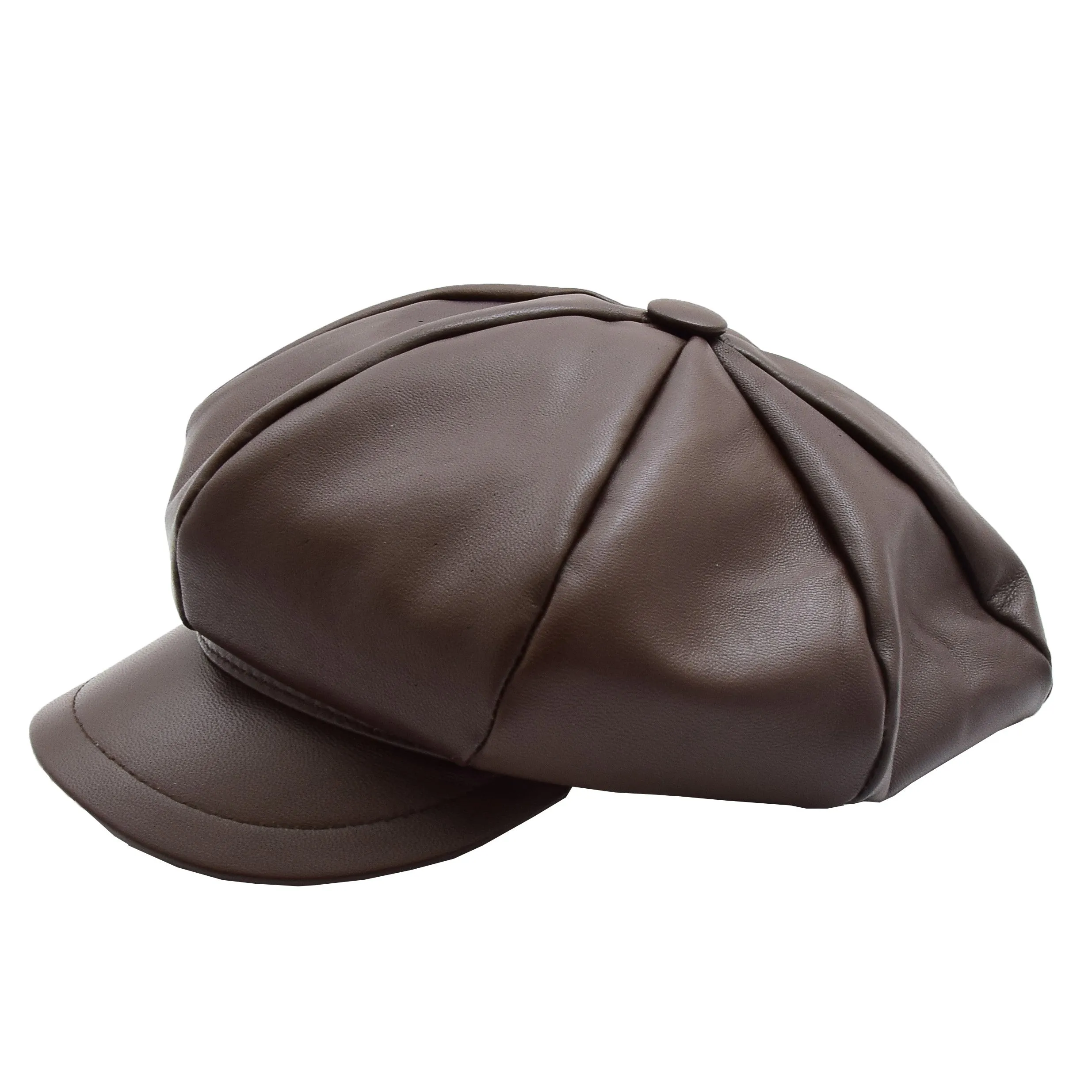 DR399 Women's Real Leather Peaked Cap Ballon Brown